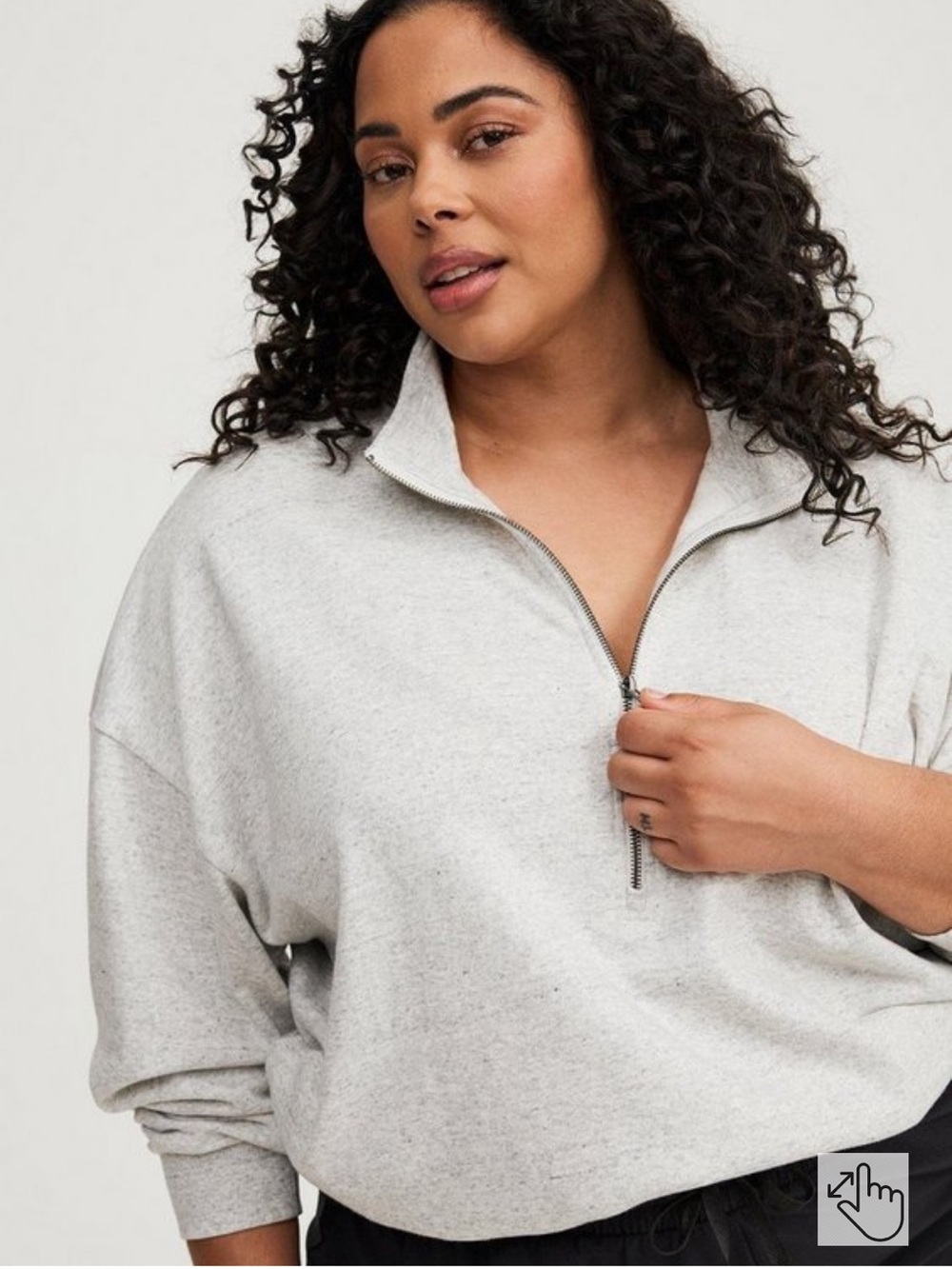 NWT Torrid Size 0 Light Heather Gray Half-Zip Pullover Sweatshirt